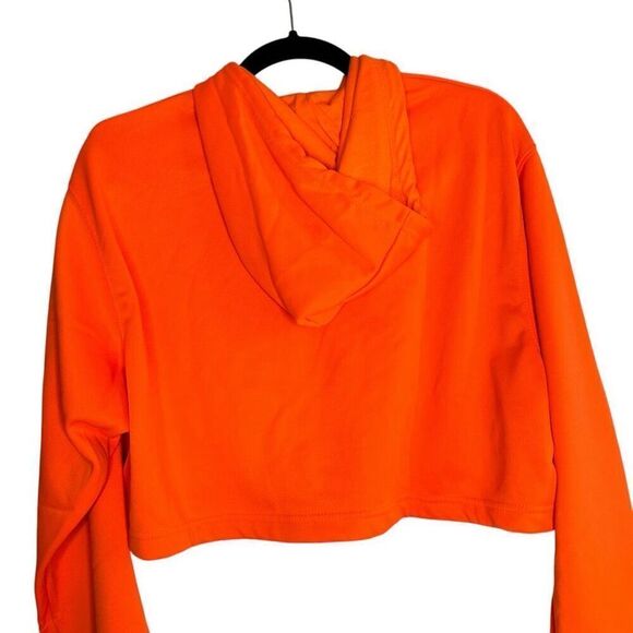 NEW Urban Buck Neon Orange Cropped Pullover Hooded Sweatshirt XXL - Picture 9 of 10